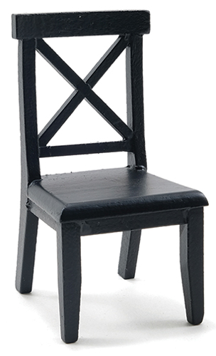 Dollhouse Miniature Cross Buck Chair, Black